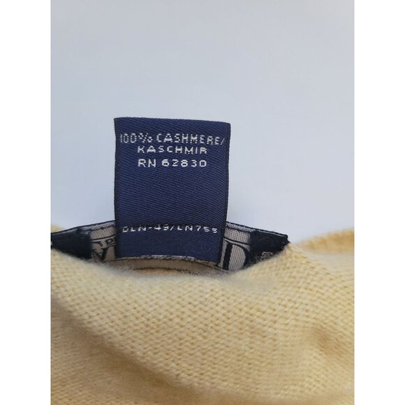 LAND’S END 100% Cashmere V Neck Sweater VINTAGE 90s Buttercup Yellow XXL Preppy - Picture 7 of 9